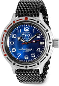 VOSTOK | GRU Amphibian Automatic Self-Winding Russian Diver Wrist Watch | WR 200m | Amphibia 420866 | Blue Dial 40mm Mechanical Watch | Luminous dots