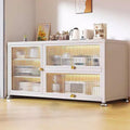 Kitchen Storage Shelves for Small Spaces with Doors Made of Carbon Steel Kitchen Baker's Rack with Storage Transparent Flip Switch Door Design(Color:White,Size:100 * 42 * 81cm)