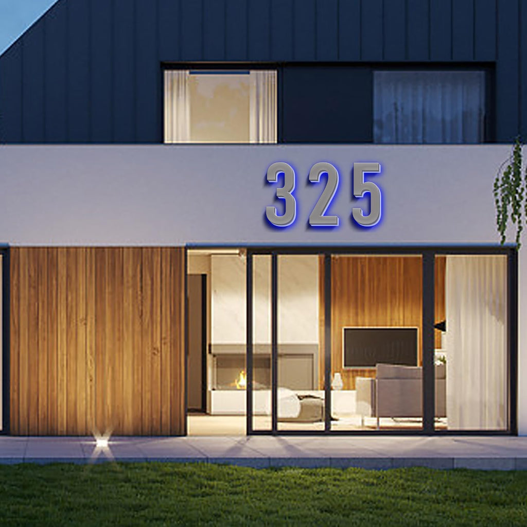 Backlit LED Home Address Numbers, Waterproof Illuminated House Numbers, Stainless Steel Address Numbers Signs, Lighted House Numbers For Outside Modern, Grey,16 Inch/400mm,5