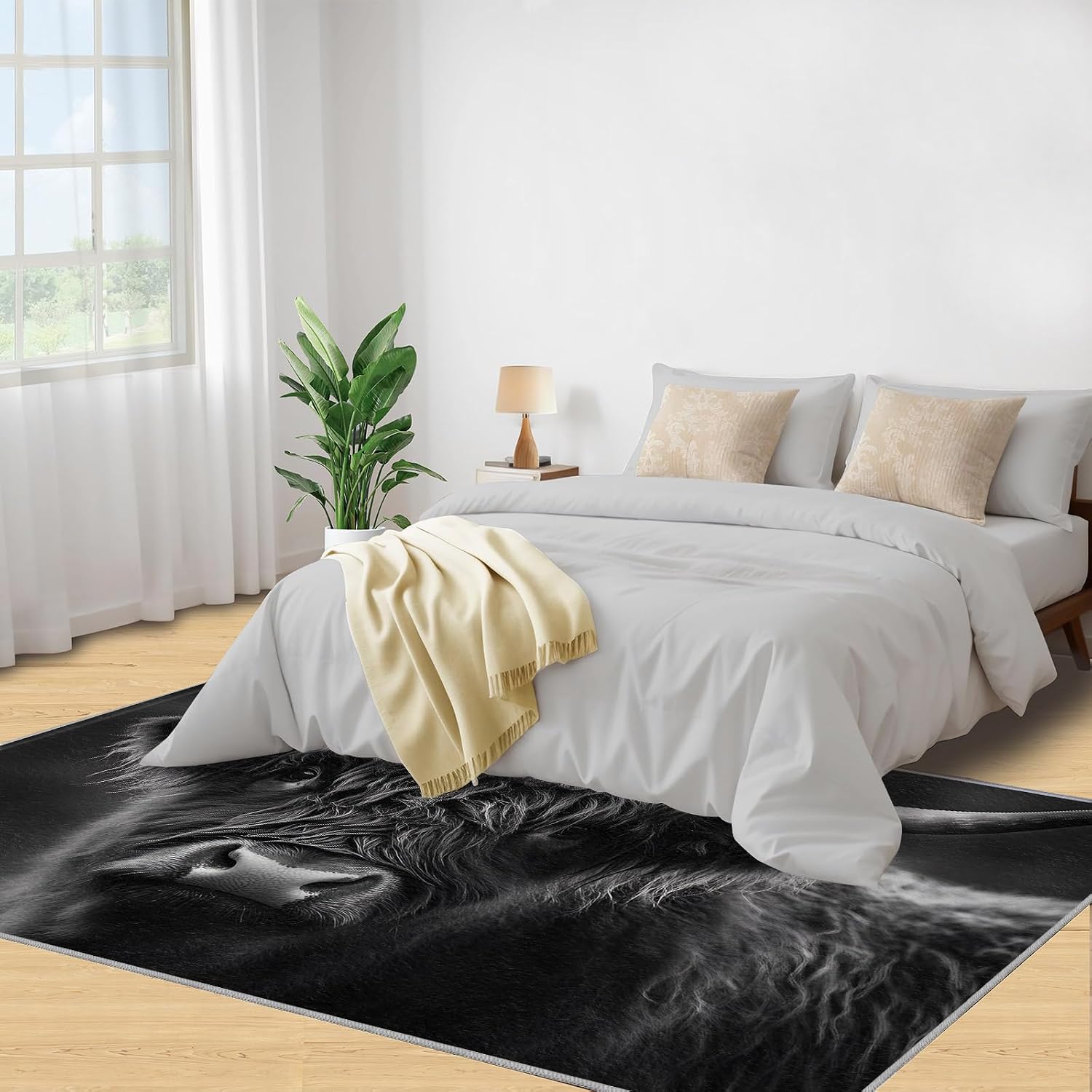 Highland Cattle Rugs for Bedroom - 6x8 Area Rug - Highland Cattle Rugs for Living Room, Western Bulls Rug, Washable Home Decor Carpet