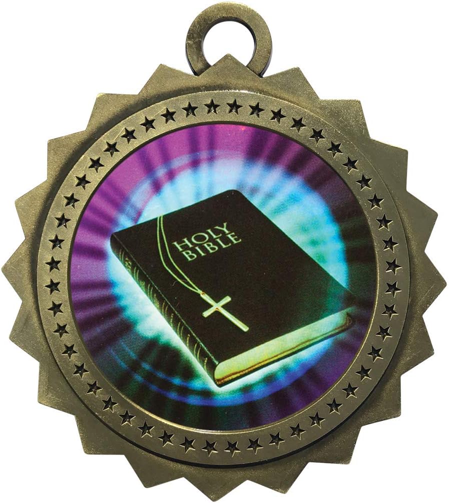 1 to 50 Packs Holy Bible Gold Medals Trophy Award with Free Custom Engraving D03-MY408