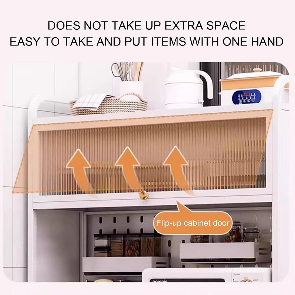 6-Tier Kitchen Bakers Rack, Kitchen Microwave Stand, Bakers Rack with Storage, Pegboard, Adjustable Shelf(White-80Cm)