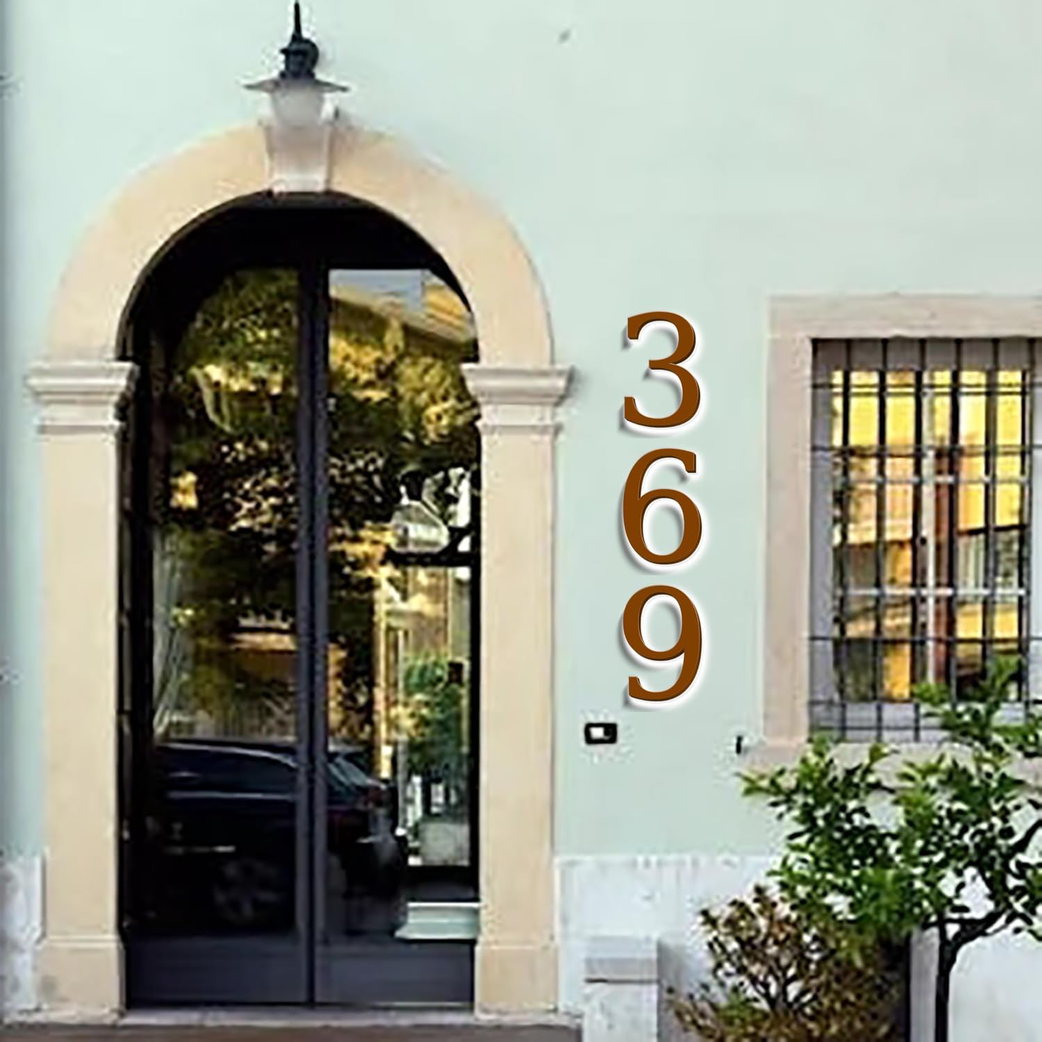 Illuminated LED House Numbers 20 Inch, Backlit LED Illuminated Address Number, Large Modern Lighted House Number For Outdoor, Metal Address Signs, Brown, White Light,T