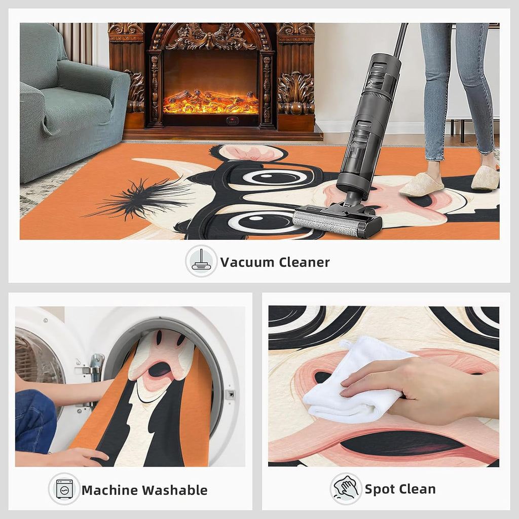 6x8 Cow Area Rug - Cartoon Cow Large Rugs for Living Room, Cute Calf Carpet Area Rug for Girls Bedroom Kids Room Basement Office Classroom