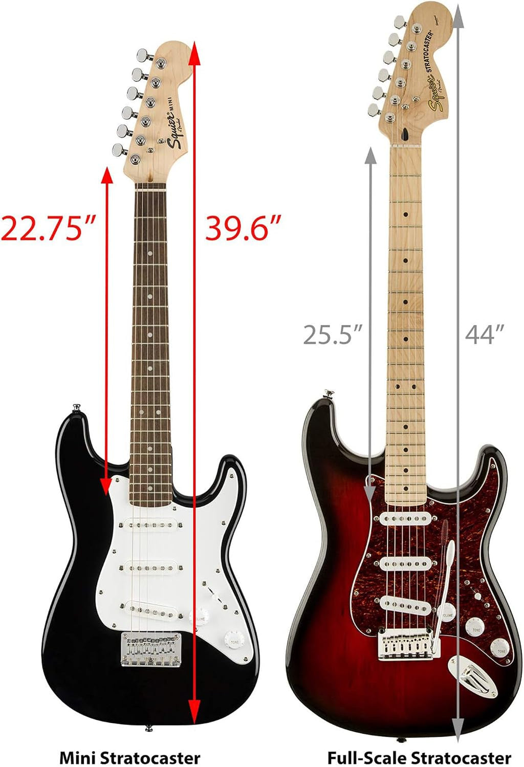Fender Squier 3/4 Size Kids Mini Strat Electric Guitar Learn-to-Play Bundle with Strap, Picks, Fender Play Online Lessons, and Austin Bazaar Instructional DVD - Black