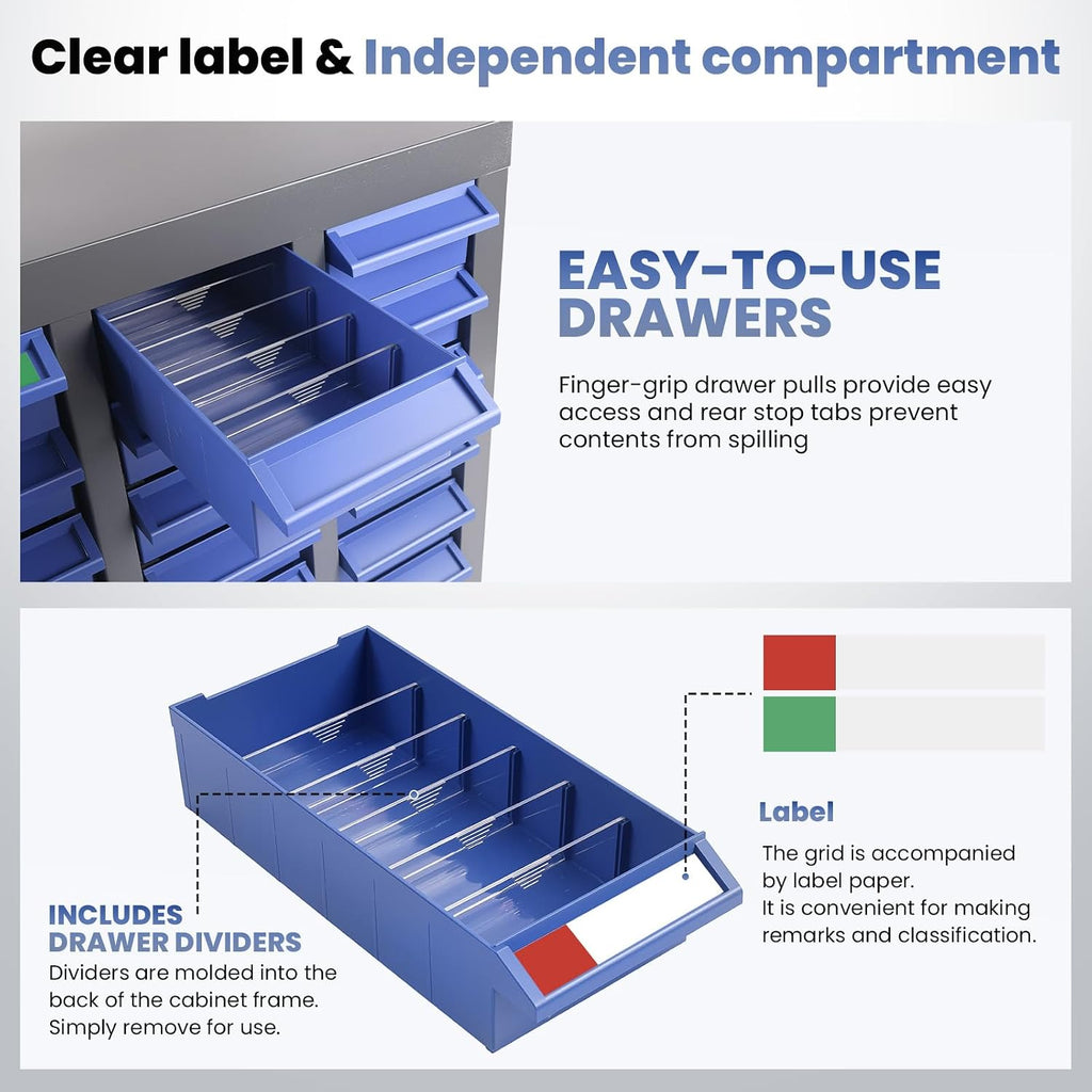 100 Drawer Alloy Steel Nut and Bolt Organizer, ABS Material Bolts Organizer, 26' L×9' W×46' H Nuts and Bolts Organizers and Storage, Bolt Bins Organizers for Shop Garage Workshop (100 Drawer)