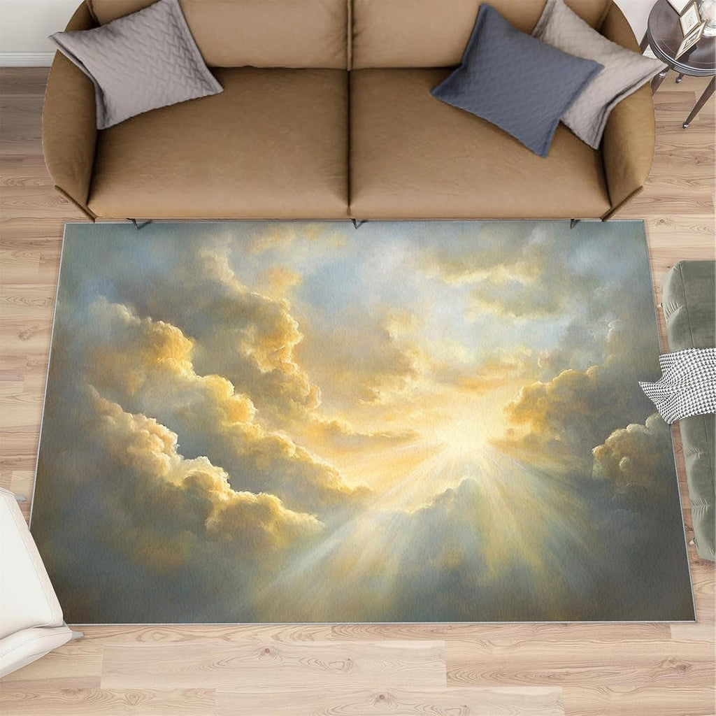 White Cloud Rug 6x8-6x8 Rug, Clouds Washable Rugs for Living Room, Kids Carpet, Fantasy Non-Slip Area Rugs for Bedroom, Clouds Carpet, Cloud Home Decor