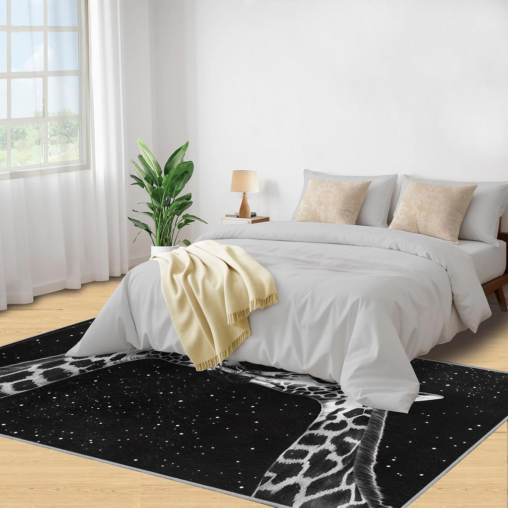 Giraffe Rug Large - 6x8 Rug, Funny Animal Area Rugs for Living Room, Starry Rugs for Bedroom, Boys Non-Slip Mat, Giraffe Home Decor & Gifts