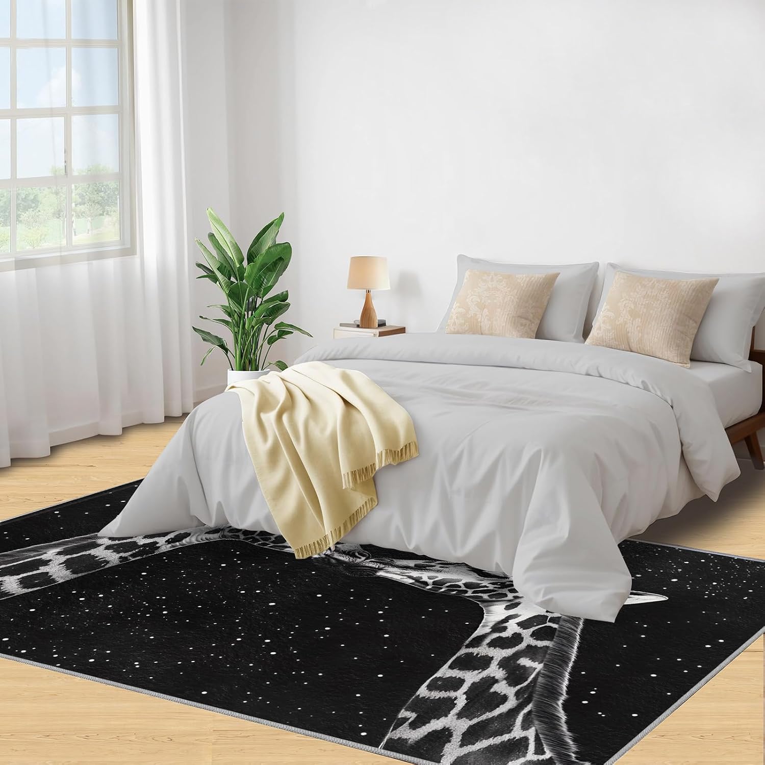 Giraffe Rug Large - 6x8 Rug, Funny Animal Area Rugs for Living Room, Starry Rugs for Bedroom, Boys Non-Slip Mat, Giraffe Home Decor & Gifts