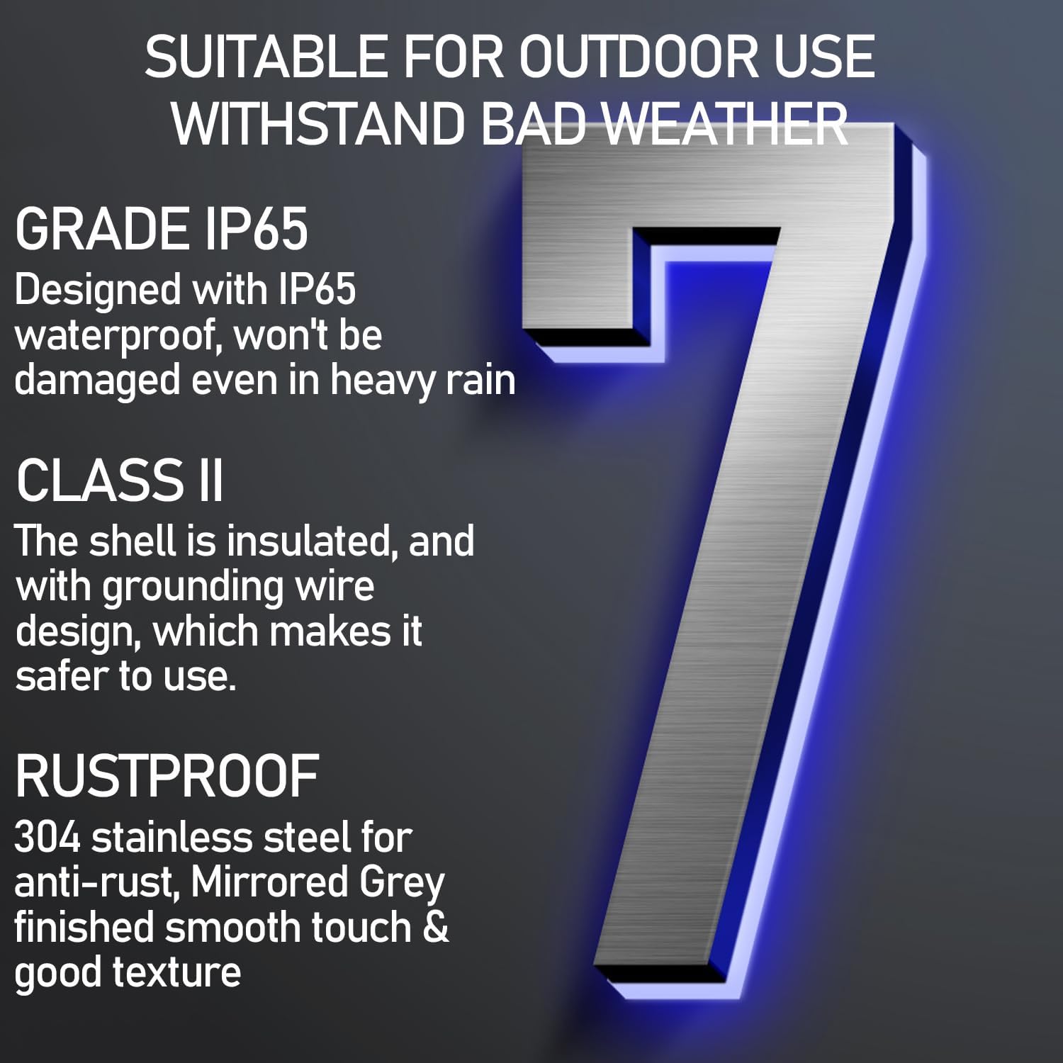 LED House Numbers, Modern Illuminated House Address Numbers For Outside, Lighted House Numbers Signs, Waterproof Backlit LED Address Numbers For House,20 Inch/500mm,4