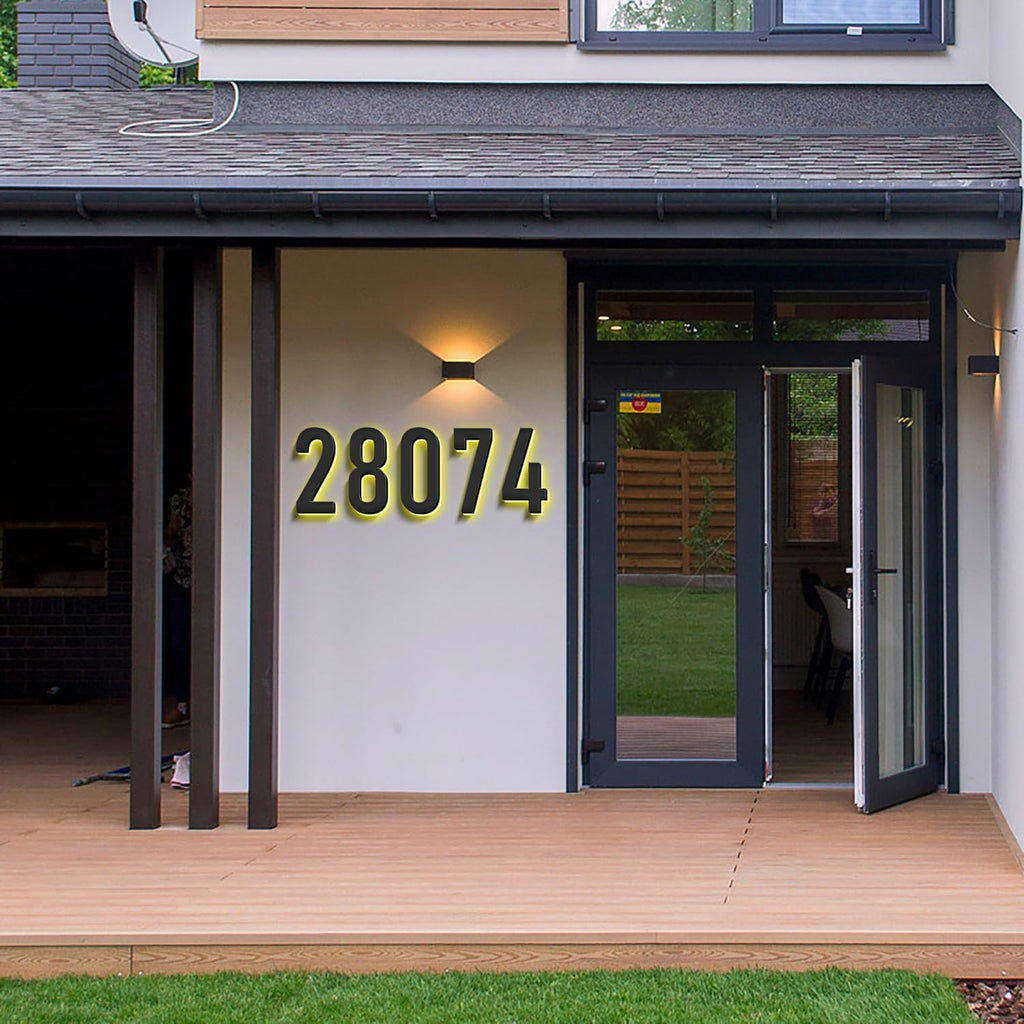 Illuminated House Address Numbers Signs, Up-Scale Modern Look, Backlit LED Illuminated Home Address Number, Stainless Steel Lighted House Numbers For Outside,16 Inch/400mm,0