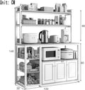 Kitchen Organizer Rack, Ndustrial Microwave Stand Baker's Rack 5-Tier Utility Storage Shelf Free Standing Coffee Stand (White White)