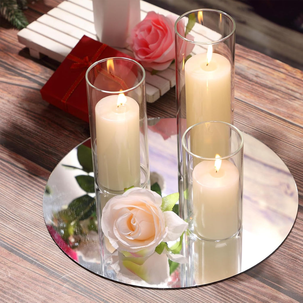 Shihanee 108 Pcs Pillar Candles and Glass Cylinder Vases Clear Cylinder Holders for Slim Pillar Candles Table Decorations, Total 54 Sets(Ivory White,108 Pcs)