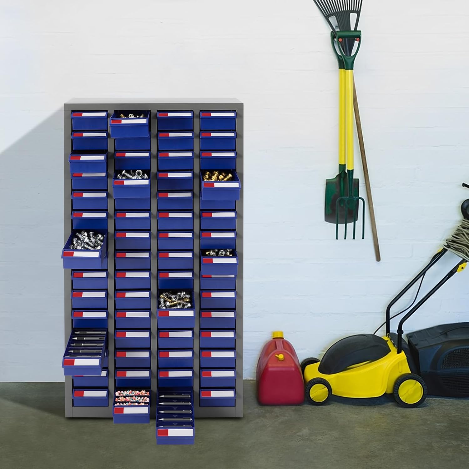 60 Drawer Bolt and Nut Tool Storage Cabinet, Hardware Tool Storage Cabinet, Steel Parts Process Storage Organizer, for Storing Tools, Metal and Electronic Components (Blue)