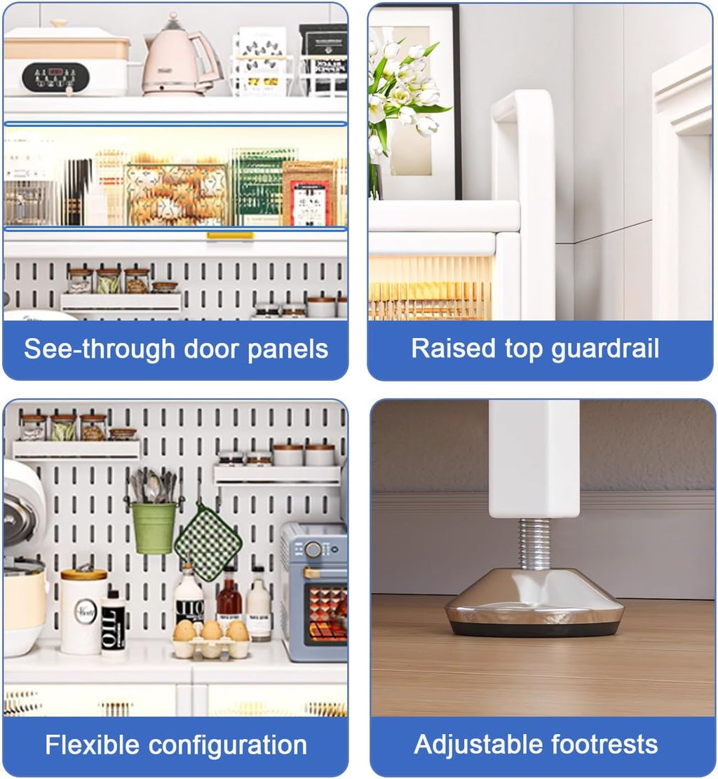 Kitchen Hutch Storage Cabinet, 5 Tier Bakers Rack, Microwave Hutch Cabinet with Storage for Coffee Machine & Bread Machine