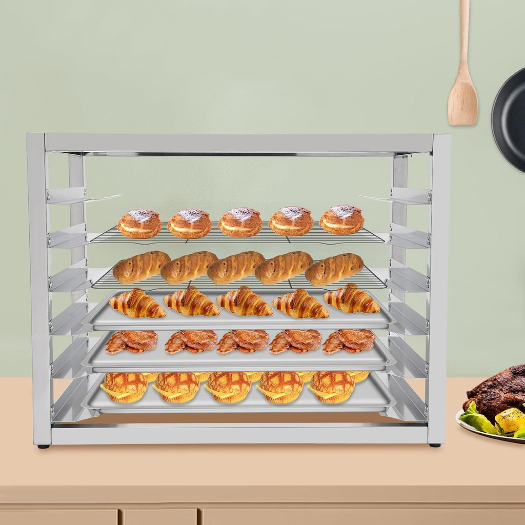 6-Tier Pan Rack, Stainless Steel Bakery Rack, Bakers Rack for Home Commercial Kitchen, Restaurant, Cafeteria, Dessert Shop