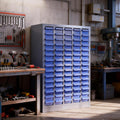 75 Drawer Parts Cabinet, Nut and Bolt Organizer with Shelf and Label, Blue Bolt Bin, ABS Material Bolt Bins, Bolt Organizer Storage for Storing Sample, Metals and Electronic Element