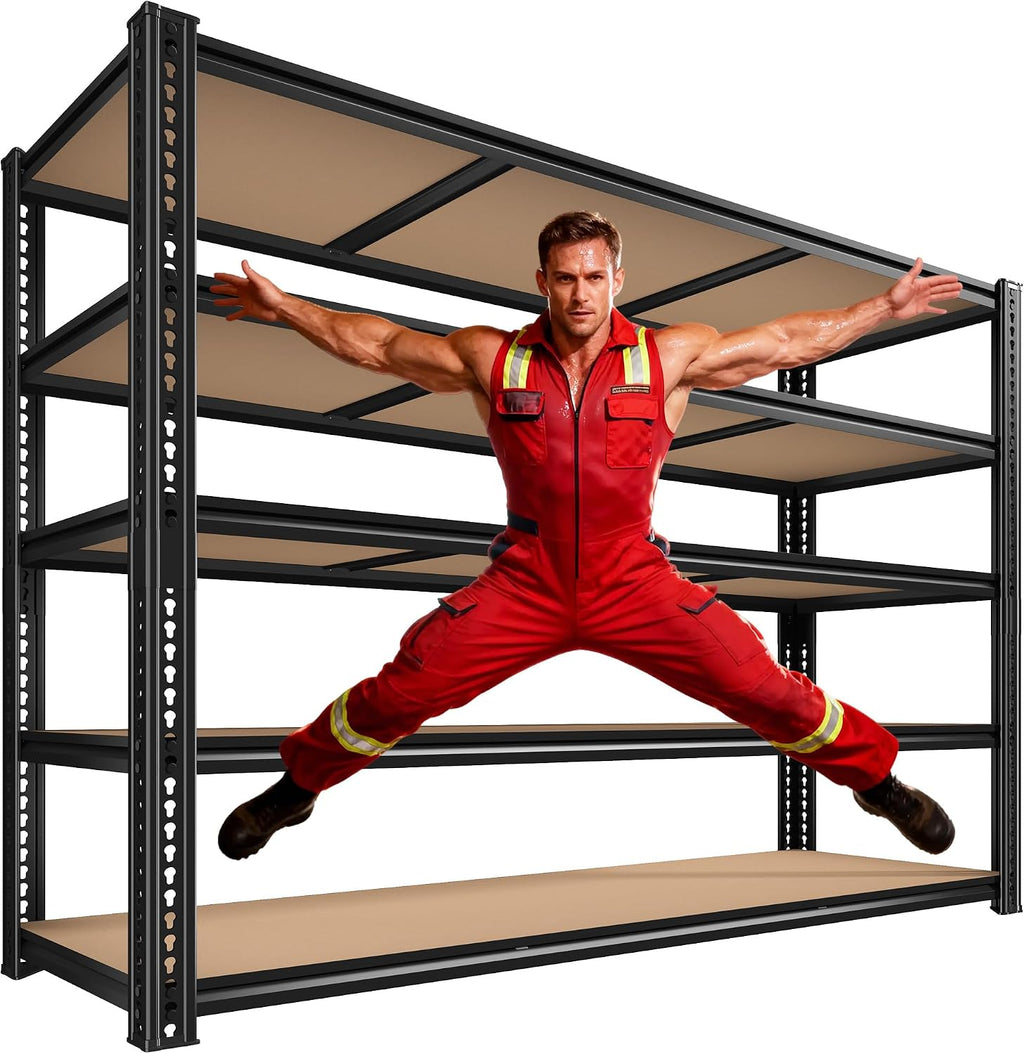 ROOMFAVE 60' W Garage Shelving 72' H Metal Shelving 3500LBS Storage Shelves Heavy Duty 5 Tier Adjustable Shelving Unit for Storage Rack Pantry Shelf Industrial Commercial,60' W x 18' D x 72' H
