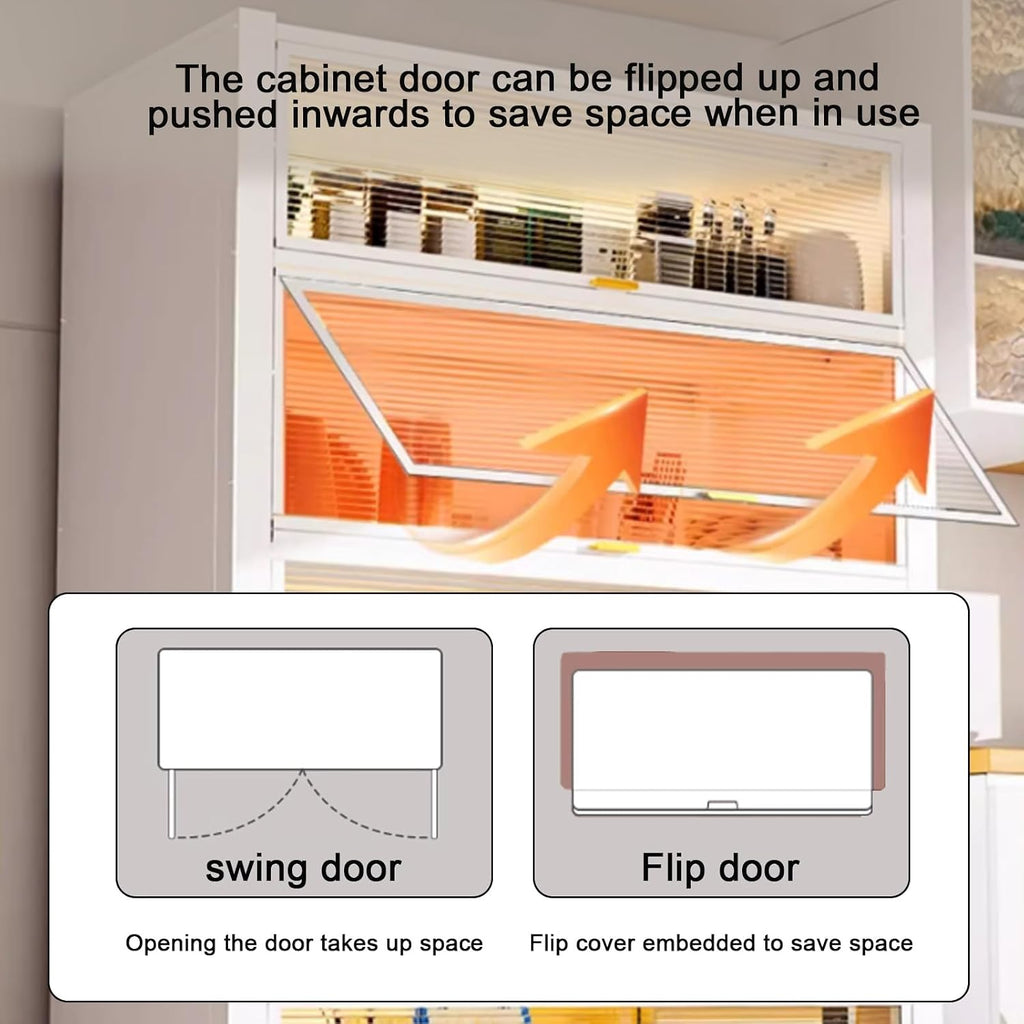 Bar Hutch, Bakers Rack with Flip Doors, Hutch for Kitchen Storage with Adjustable Feet for Living Room, Study, Bathroom
