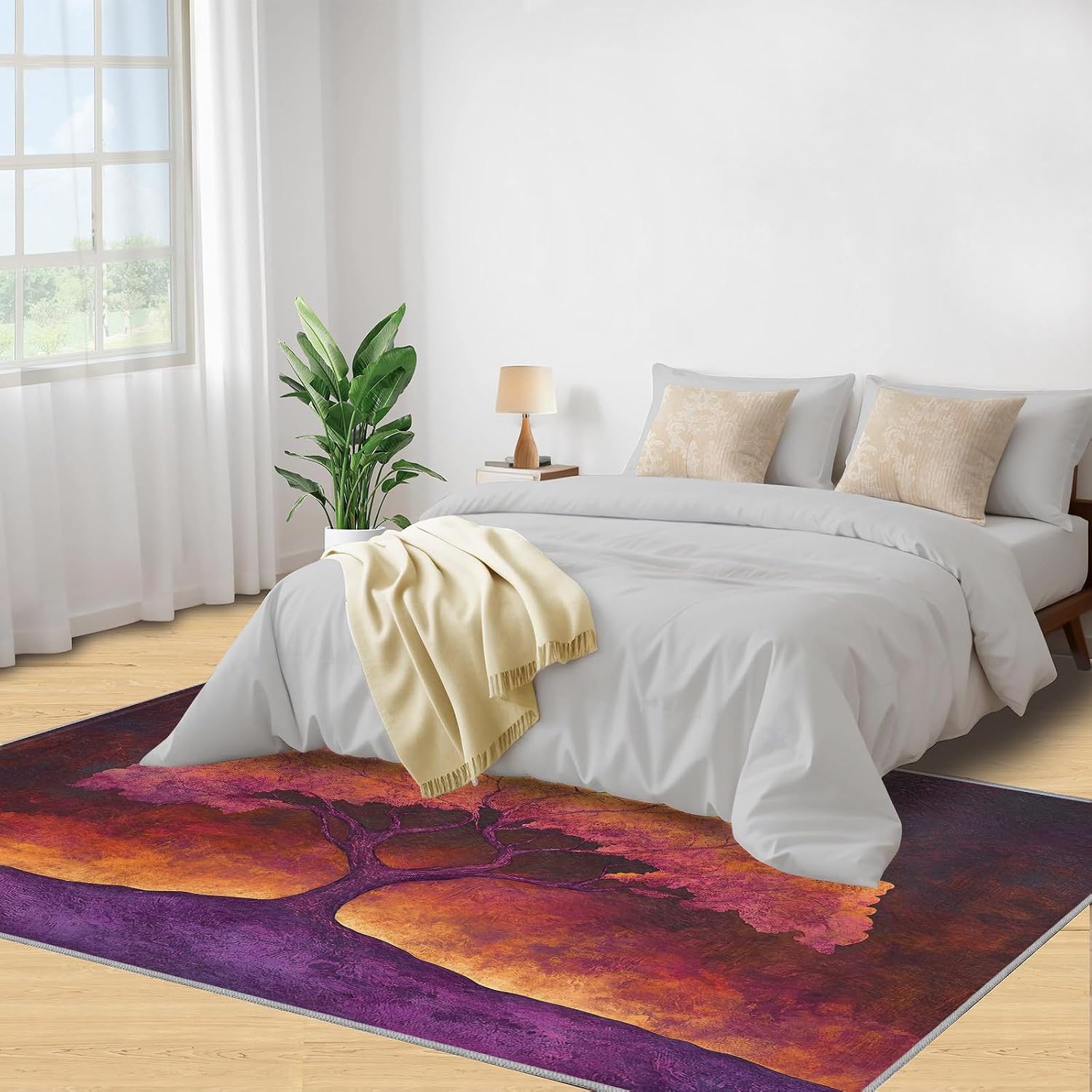 6x8 Dreamlike Tree Classroom Rugs - Retro Tree Playroom Rug, Natural Landscape Carpet Area Rug for Girls Bedroom Kids Room Basement Office Classroom