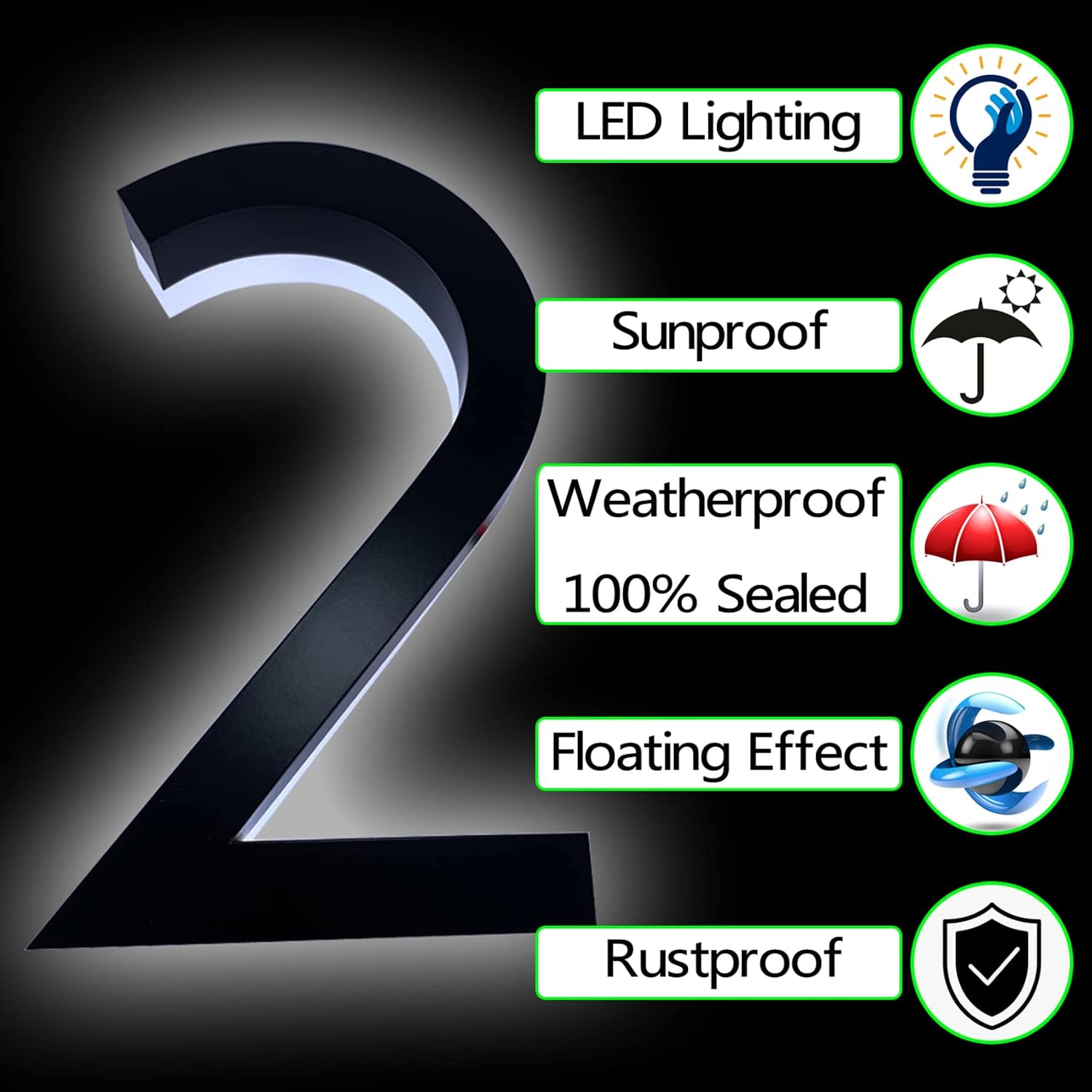 Stainless Steel Modern Backlit LED House Number 18', Lighted Address Numbers For Outside, Lighted House Numbers, Illuminated Address Signs For House,E
