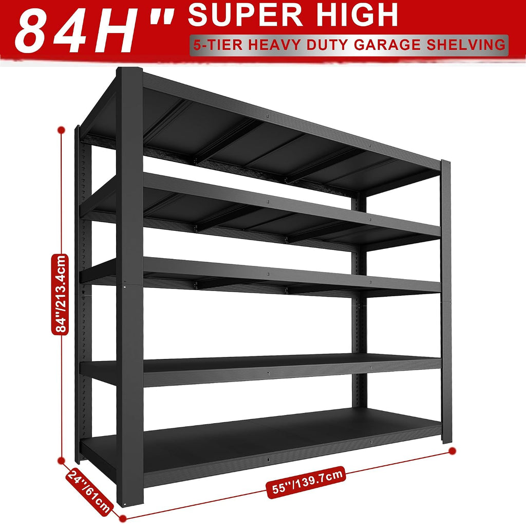 84' H Garage Shelving,Storage Shelves 3050LBS Heavy Duty Storage Shelves,Adjustable Metal Shelving,for Garage,Warehouse,Basement,Pantry 84' H x 55' W x 24' D