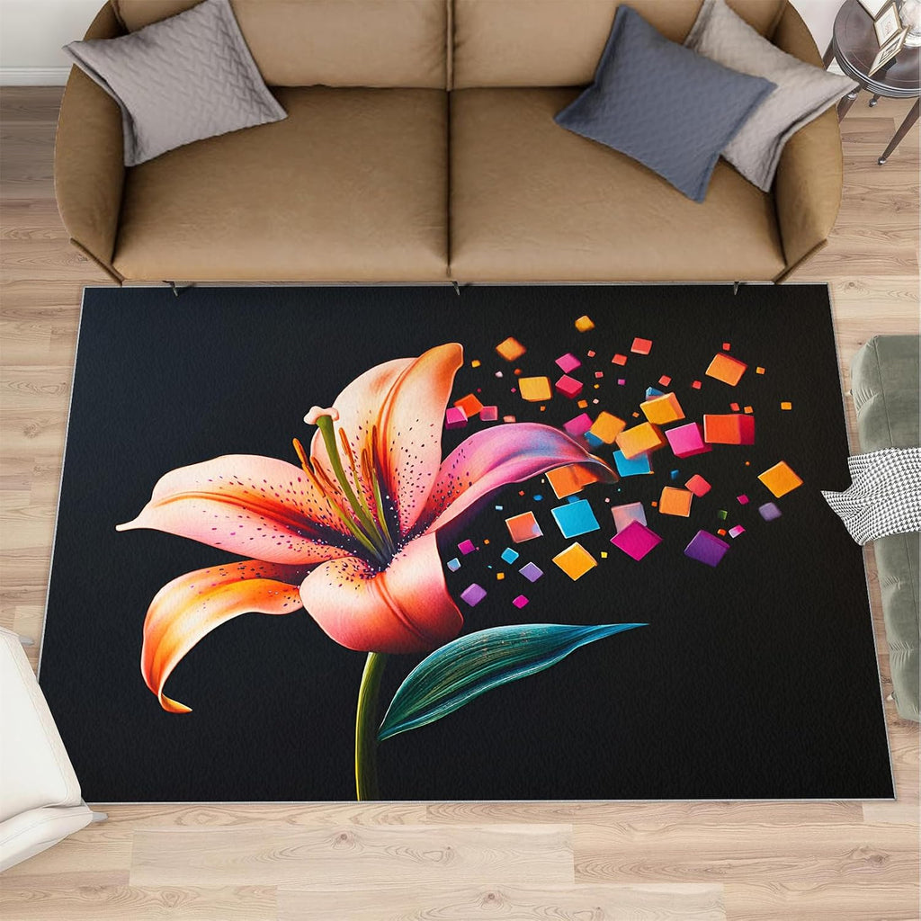 6x8 Lily Area Rug - Florals Large Rugs for Living Room, Flowers Carpet Area Rug for Girls Bedroom Kids Room Basement Office Classroom
