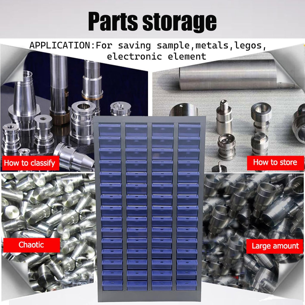 Parts Cabinet with 60 Small Size Drawers Bolt and Nut Tool Storage Without Door Parts Cabinet with ABS Material Drawer for Storing Screws Trinkets and Workshop Tool