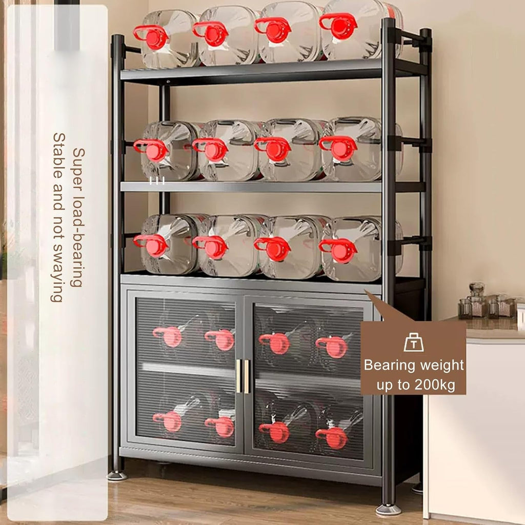 ,Height Adjustable Bakers Rack with Storage,Metal Microwave Oven Stand for Dining Room Living Room,Storage Shelf,Black-60x40x81cm