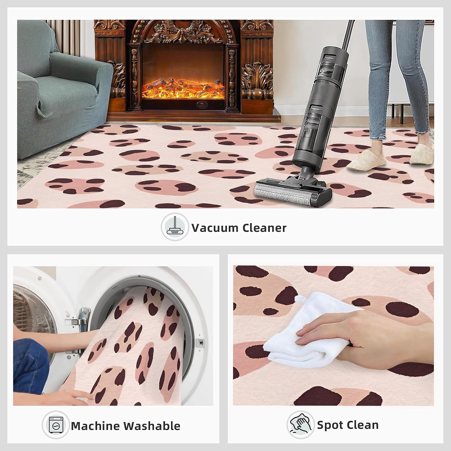 Leopard Rugs for Bedroom - 6x8 Area Rug - Cheetah Rugs for Living Room, Boy Girl's Room Rug, Non-Slip Washable Home Decor Carpet