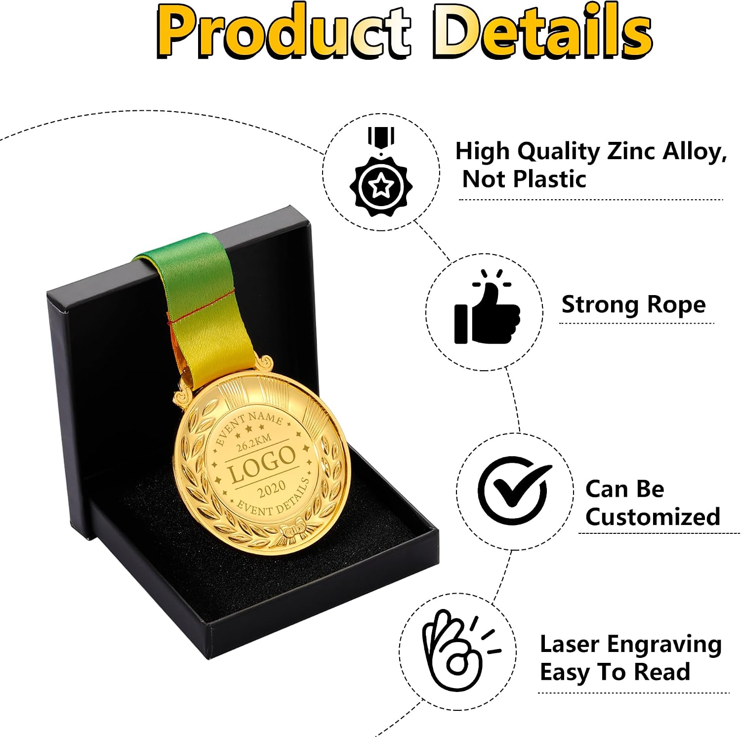 Aizza Beata 10 PCS - Personalized Medals Bulk - Design Your Own Award Medals for Competition, Sports, Party Favors,1st 2nd 3rd Place Medals, Blank Medals, Custom Medals for Awards Bulk