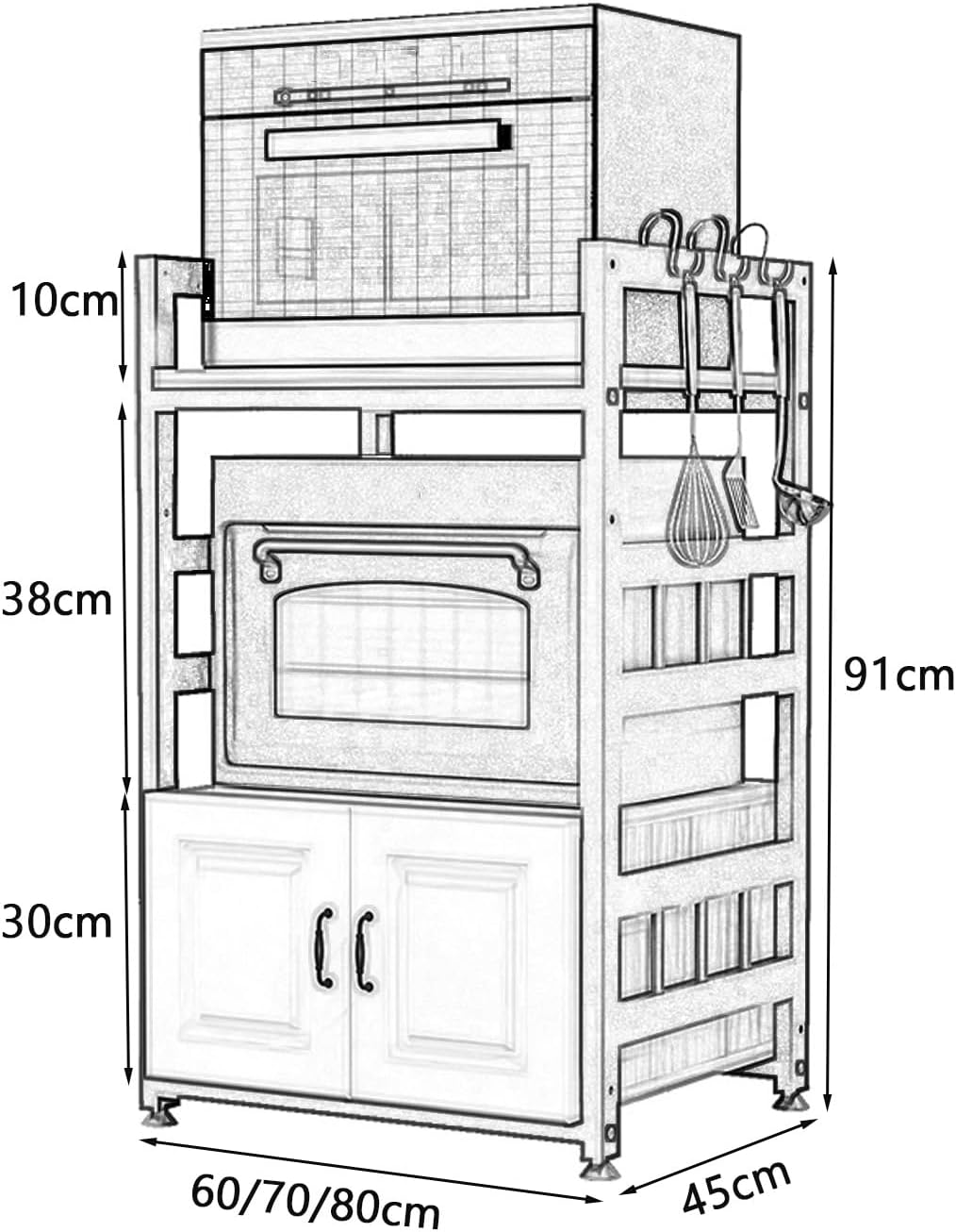 Kitchen Bakers Rack with Storage, Kitchen Pantry Microwave Cabinet with Doors for Electrical Appliances, Tableware, Dishes