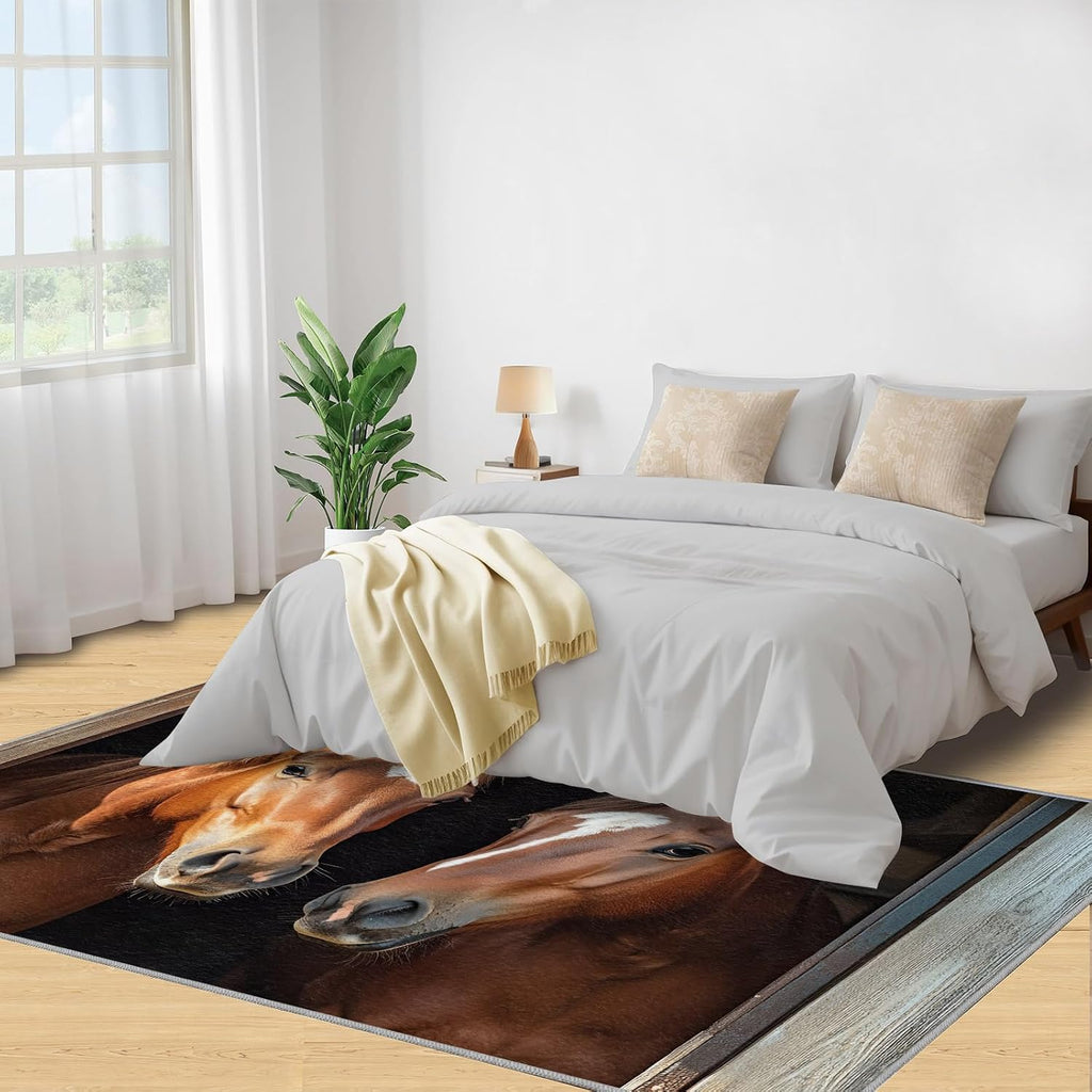 Barn Horse Area Rug 6x8 - Vintage Horse Large Rugs for Living Room, Farmhouse Carpet Area Rug for Girls Bedroom Kids Room Basement Office Classroom