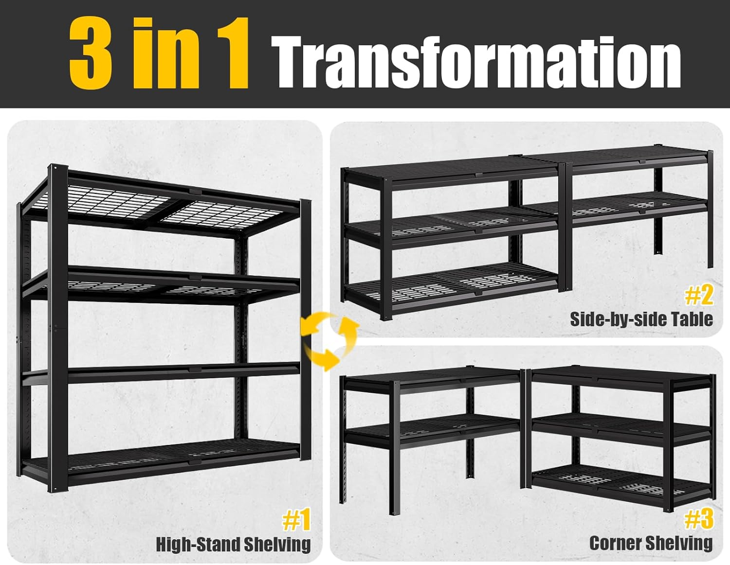 PrimeZone Heavy Duty Garage Shelving 2200 LBS 4 Tier Heavy Duty Storage Shelves Adjustable Industrial Metal Wire Shelf Unit for Garage,Basement,Pantry,Warehouse,Commercial,40' W X 20' D X 60' H 2Pack