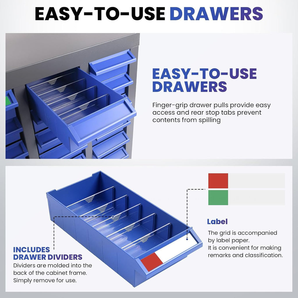100 Drawers Nuts and Bolts Organizer, Metal Bolt Bins with Drawer Dividers, Parts Cabinet for Bolt Storage, Nut and Bolt Organizer for Tool Shop
