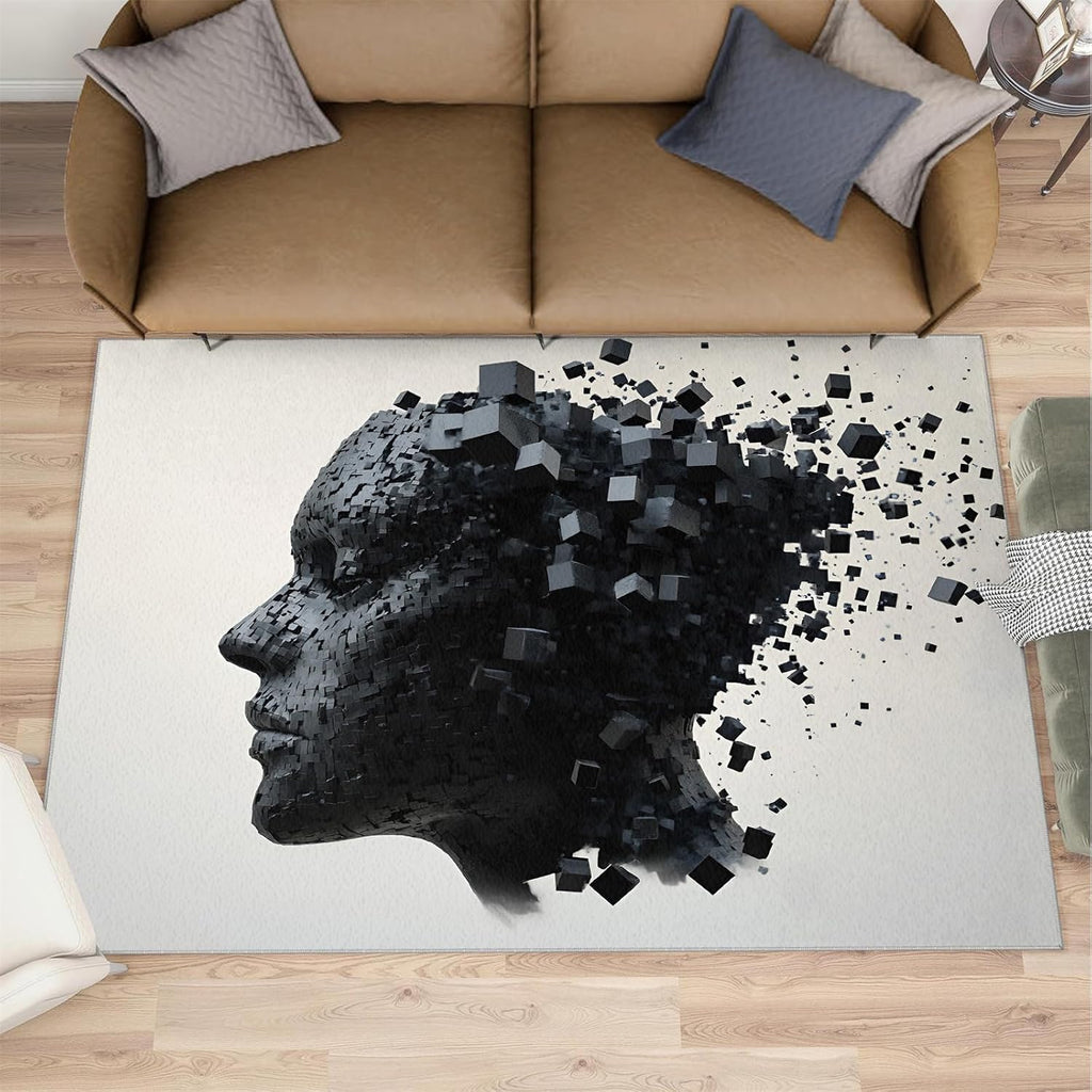 6x8 3D Portrait Classroom Rugs - Digital Art Playroom Rug, Abstract Sculpture Carpet Area Rug for Girls Bedroom Kids Room Basement Office Classroom