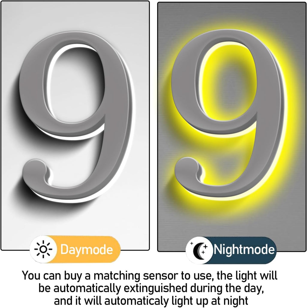Illuminated Home Address Numbers 16 Inch, Backlit Illuminated LED House Number For Outside, Lighted Up House Address Numbers, Metal House Numbers With LED Lights,I