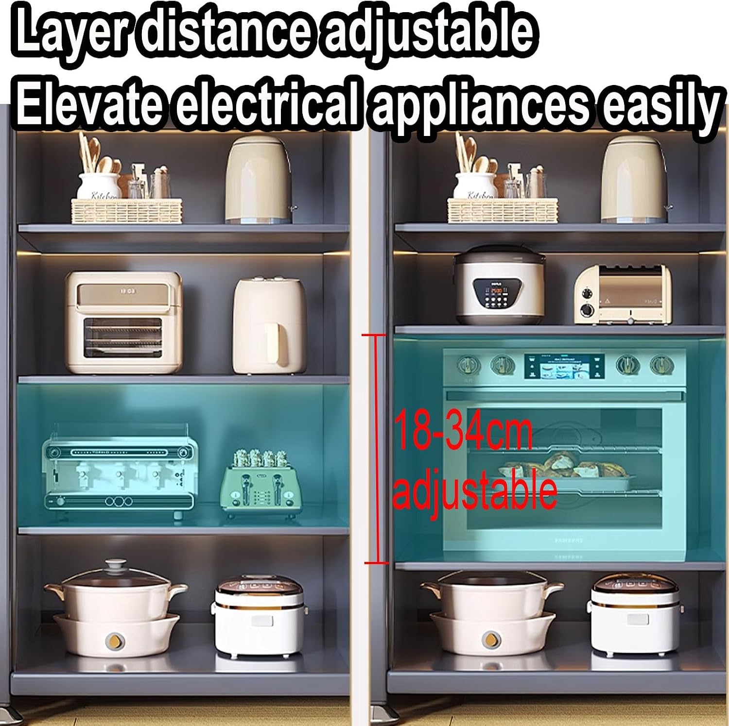 Kitchen Storage Shelves for Small Spaces with Doors Made of Carbon Steel Kitchen Baker's Rack with Storage Transparent Flip Switch Door Design(Color:White,Size:120 * 42 * 81cm)