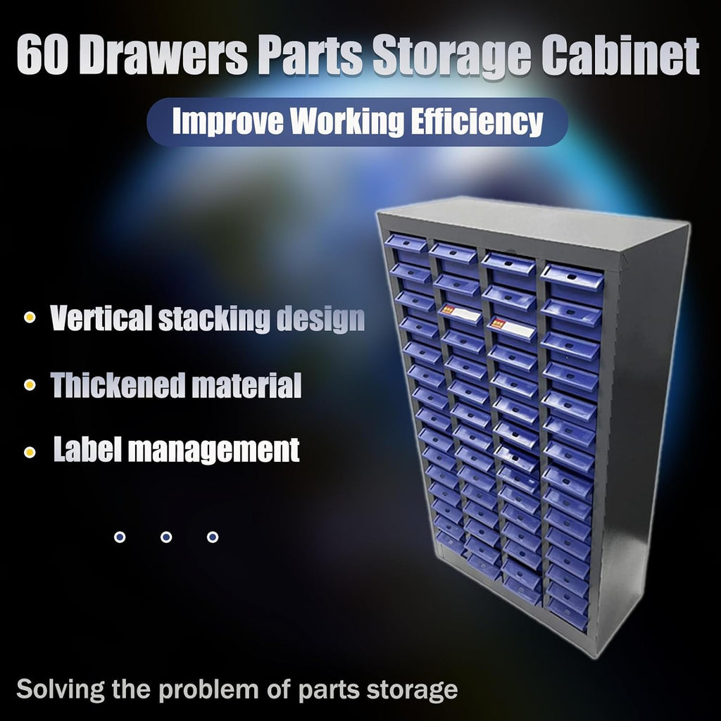 Part Cabinet 60 Drawers Bolt and Nut Tool Storage Cabinet Hardware Organization Shelves Office Supplies