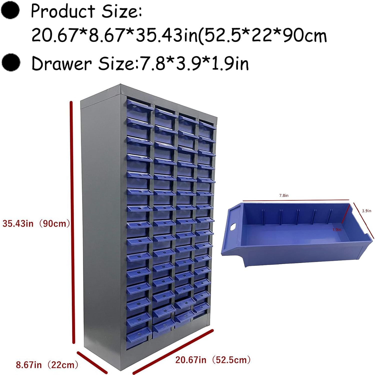 Parts Cabinet with 60 Small Size Drawers Bolt and Nut Tool Storage Without Door Parts Cabinet with ABS Material Drawer for Storing Screws Trinkets and Workshop Tool