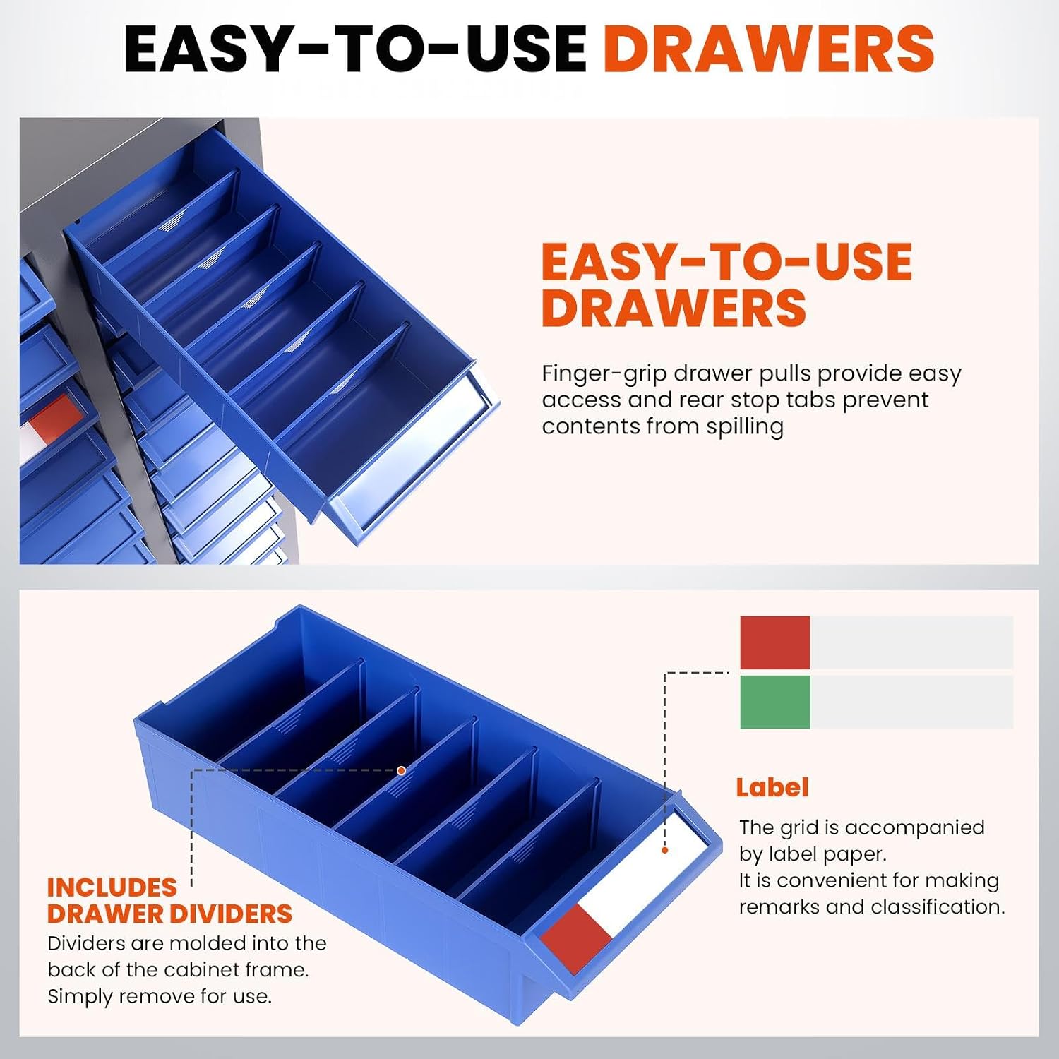 75 Drawers Alloy Steel Parts Cabinet, Bolt and Nut Tool Storage Cabinet with Labels, ABS Material Drawer Non-Slip Design, 5mm Thick Steel Frame, Nut and Bolt Organizer for Storing Tools (75 Drawers)