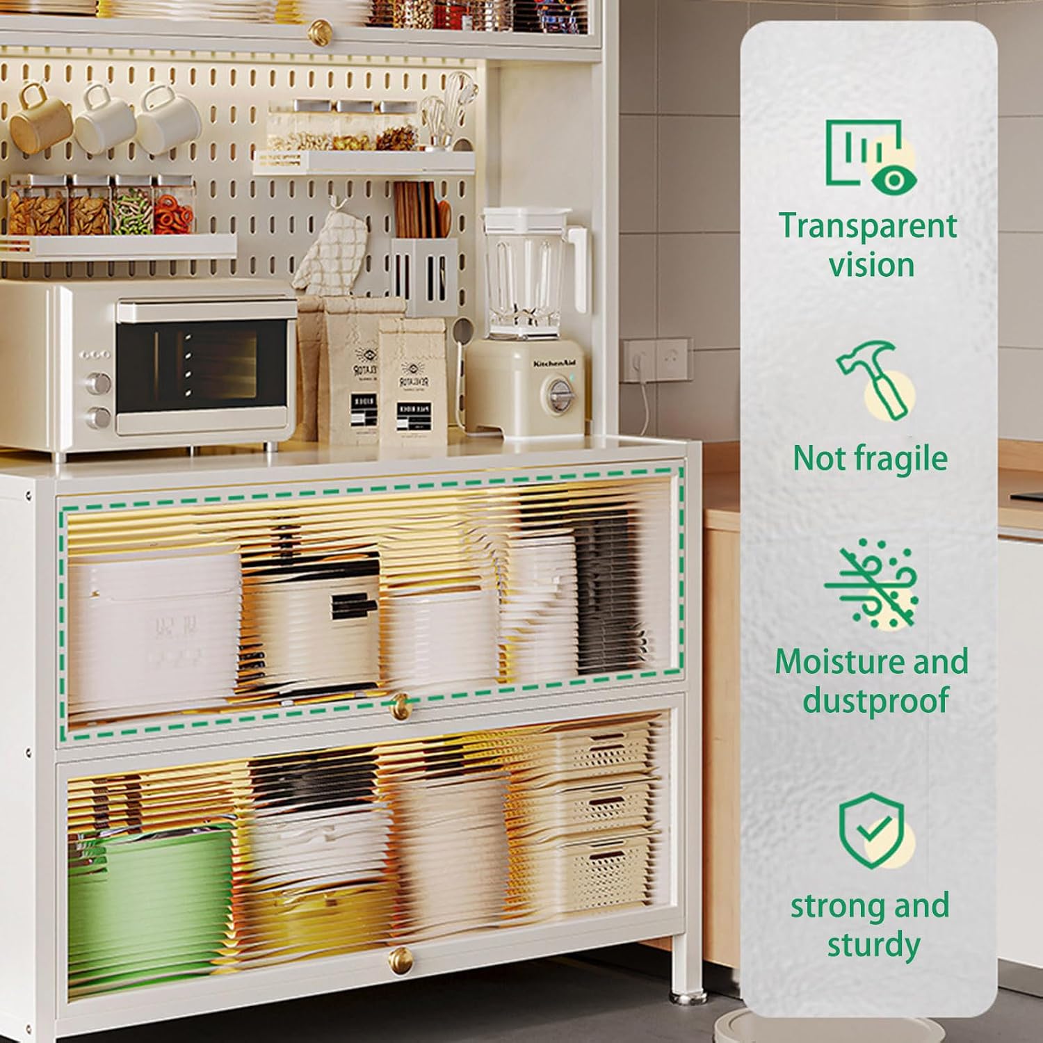 Bakers Rack with Storage, 5-Tier Microwave Stand, Lkitchen Organizers and Storage Rack, for Garage Pantry Home Kitchen Spices, Pots, and Pans Floating Shelves