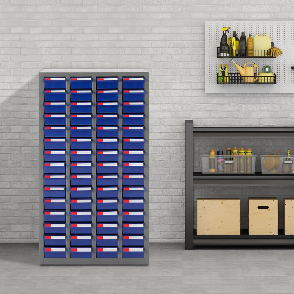 60 Drawers Bolt and Nut Tool Storage Cabinet Parts Cabinet Hardware Organization Shelves Bolts Bin Tool with Label Slots for Tool Hardware Storage, 23.6' W x 9.4' D x 45.6' H