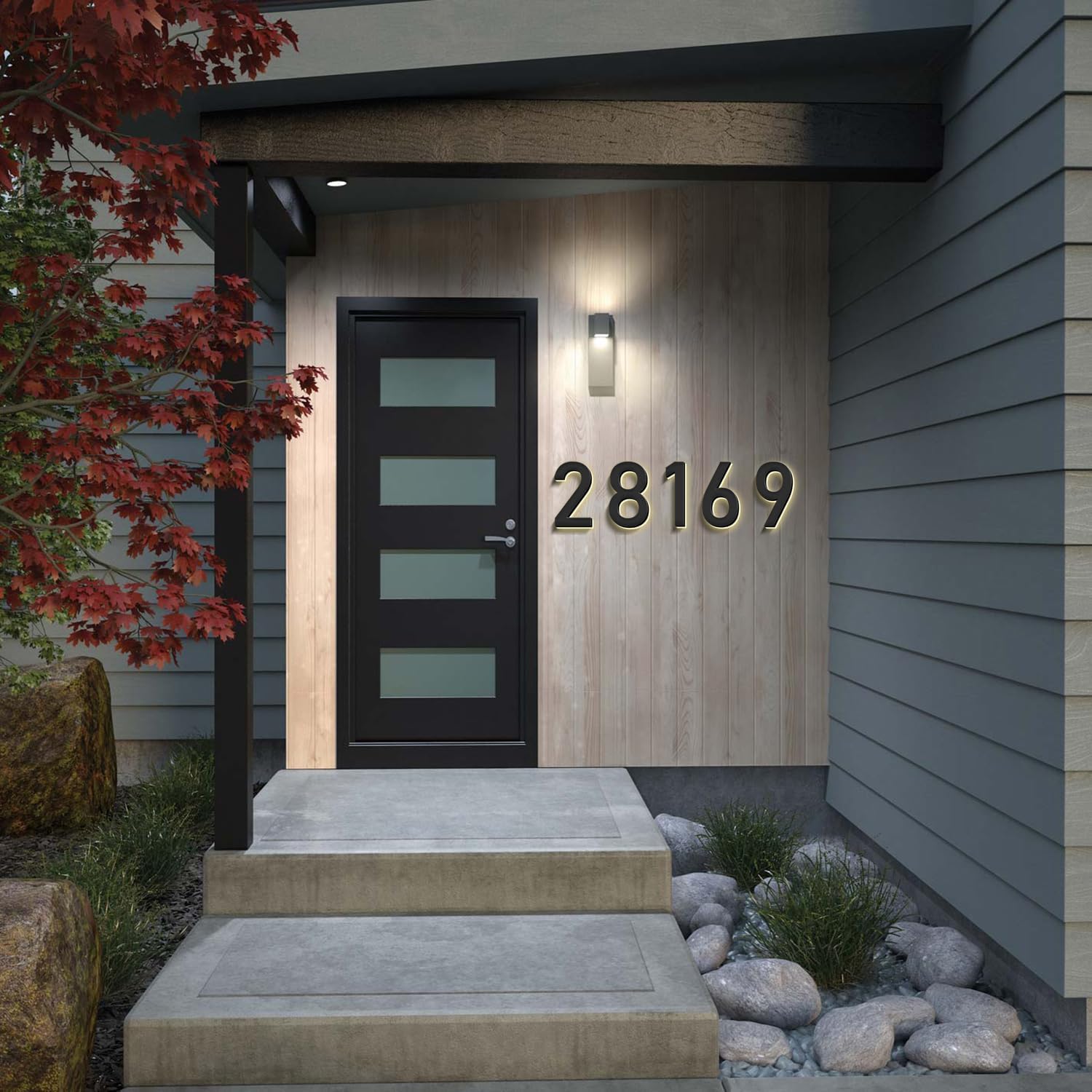 16 Inch Backlit LED Illuminated Home Address Numbers Stainless Steel Hand-Polished For House Address Signs Lighted House Numbers Elevate Address Display,F