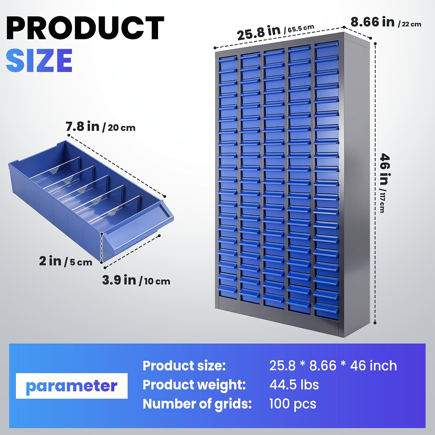 100-Drawer Small Parts Organizer, Nut and Bolt Organizer, Bolt Bin, Metal Storage Cabinet Tool Cabinet with Drawer for Garage, Workshop, Home & Office