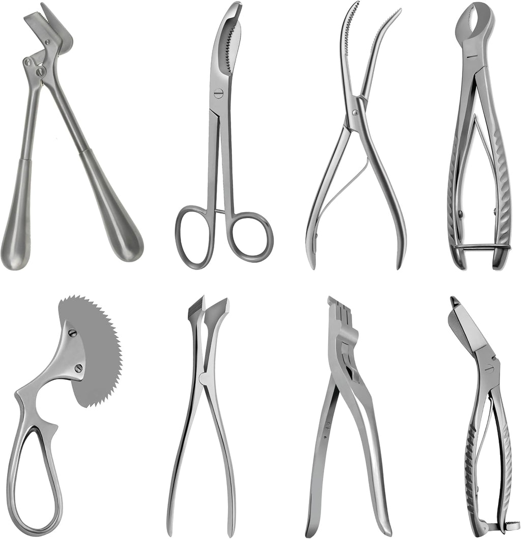 Cast Spreader 3 Prong, Burn Cast & Plaster Shear, Scissors Pliers Forceps Plaster Opner Orthopedic Tools Instruments German Grade Stainless Steel (8 pcs Set)