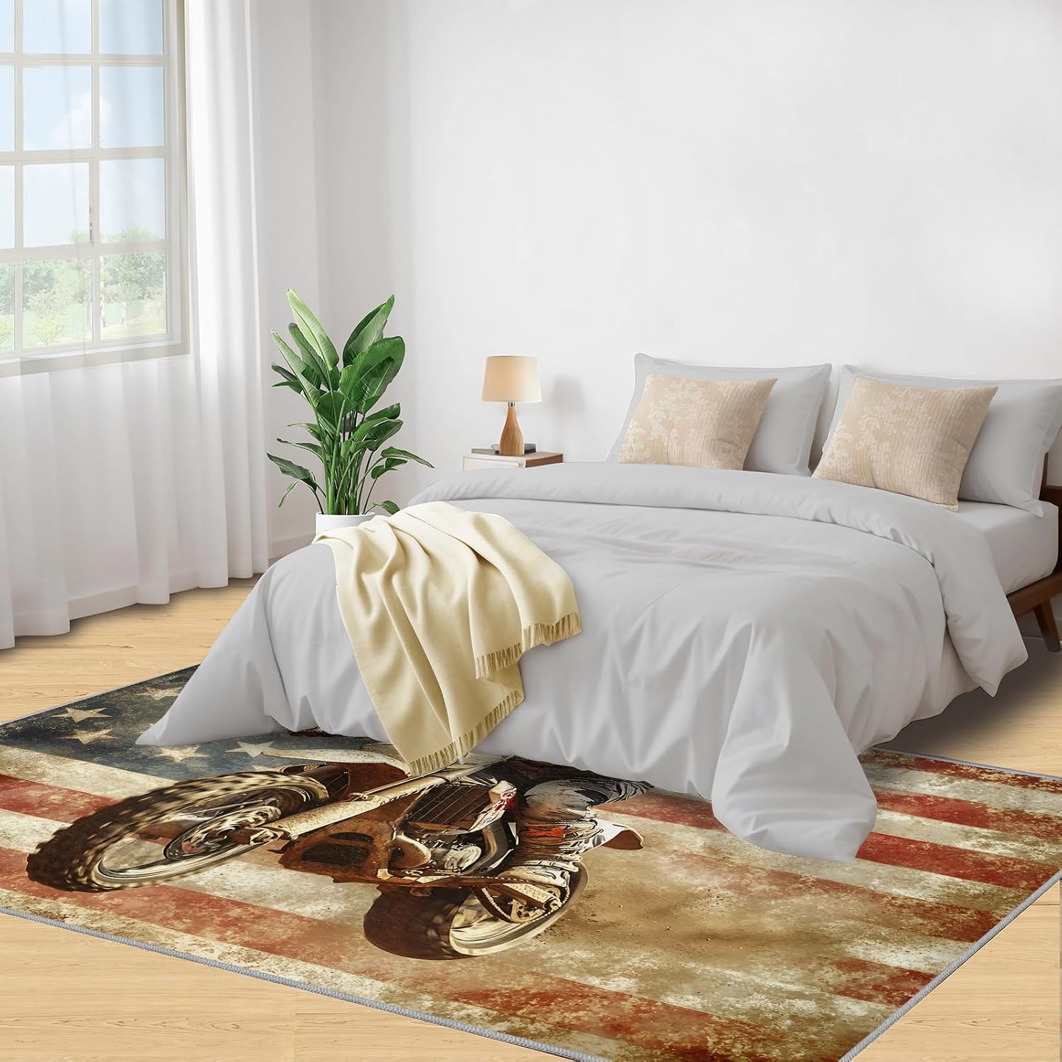 Extreme Sports Rugs for Bedroom, American Flag Rug 6x8, Retro American Dining Room Rugs Washable & Non Slip Large Carpet for Home Decor