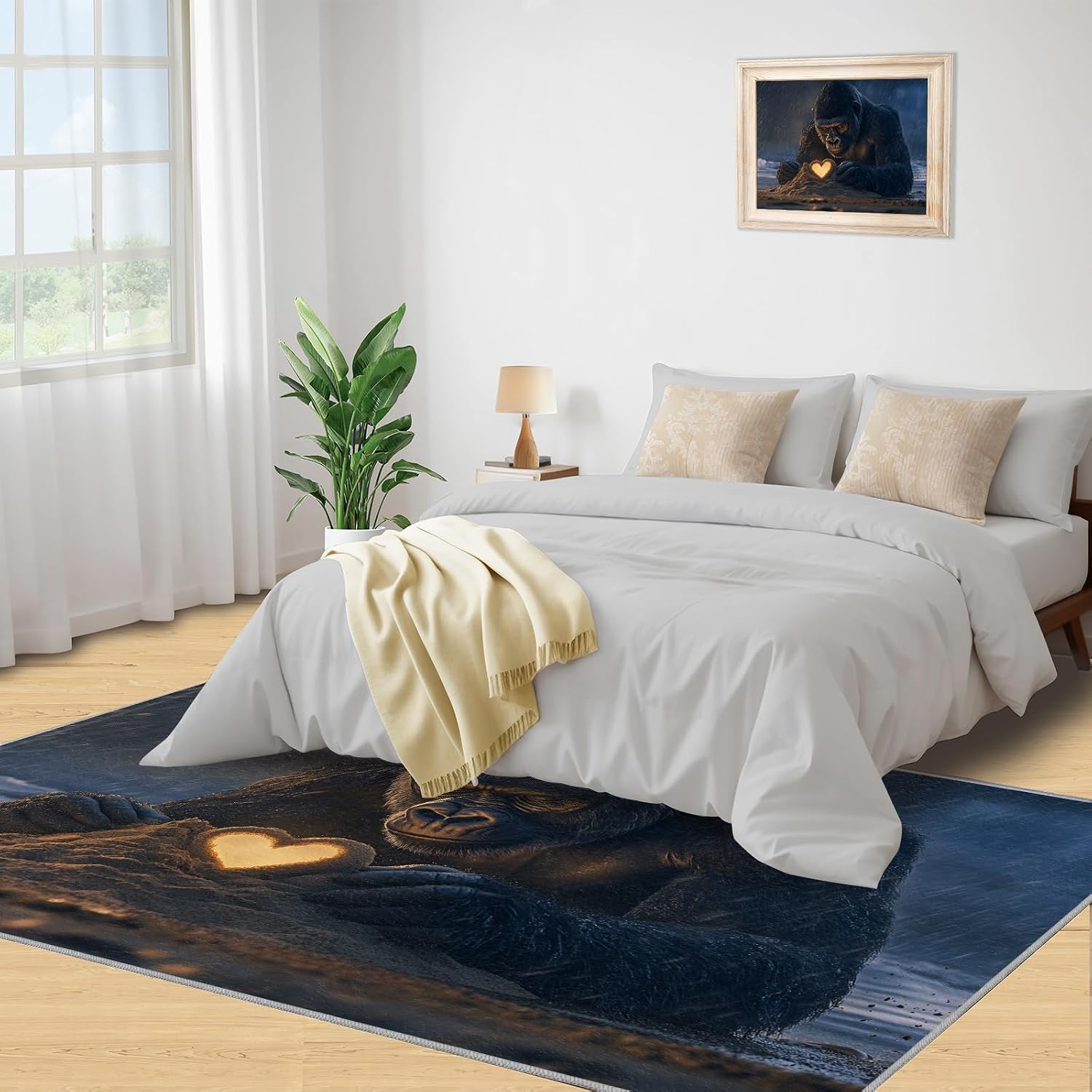 6x8 Chimp Area Rug - Chimpanzee Large Rugs for Living Room, Beach Sand Sculpture Embossed Gorilla Carpet Area Rug for Girls Bedroom Kids Room Basement Office Classroom