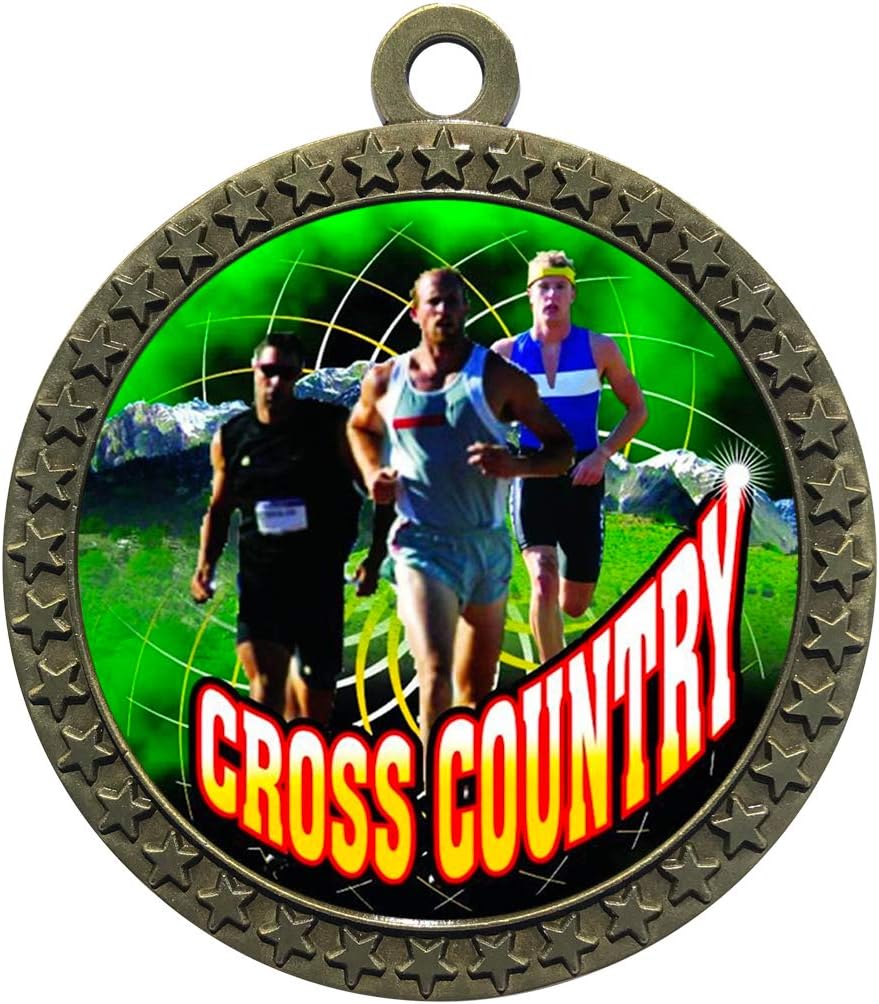 Express Medals 1 to 50 Packs Engraved Personalized Custom Gold Cross Country Medals Trophy Award with Neck Ribbon Medal Trophies Custom X Running Runner Race