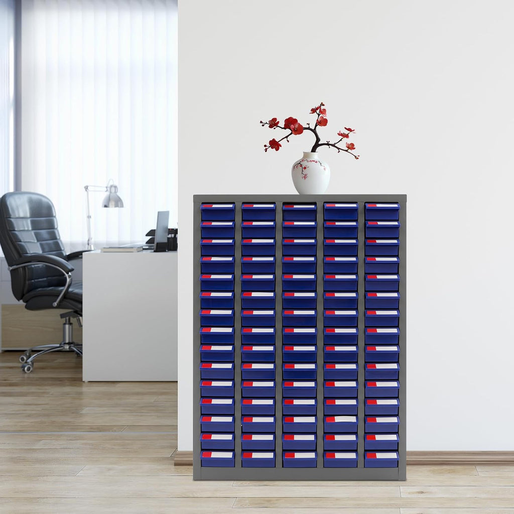 Parts Cabinet, Tool Storage Cabinet Parts Organizer Shelves with 75 Drawers & 150 Partitions, Bolt & Nut Tool Hardware Storage and Organization Box for Garage Office Warehouse (Blue)